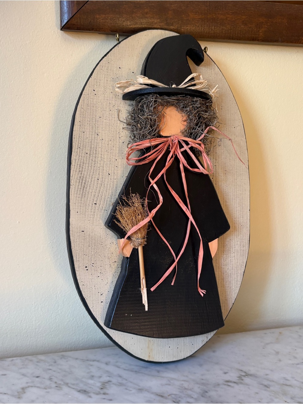 Handpainted Wood Halloween Witch Decoration